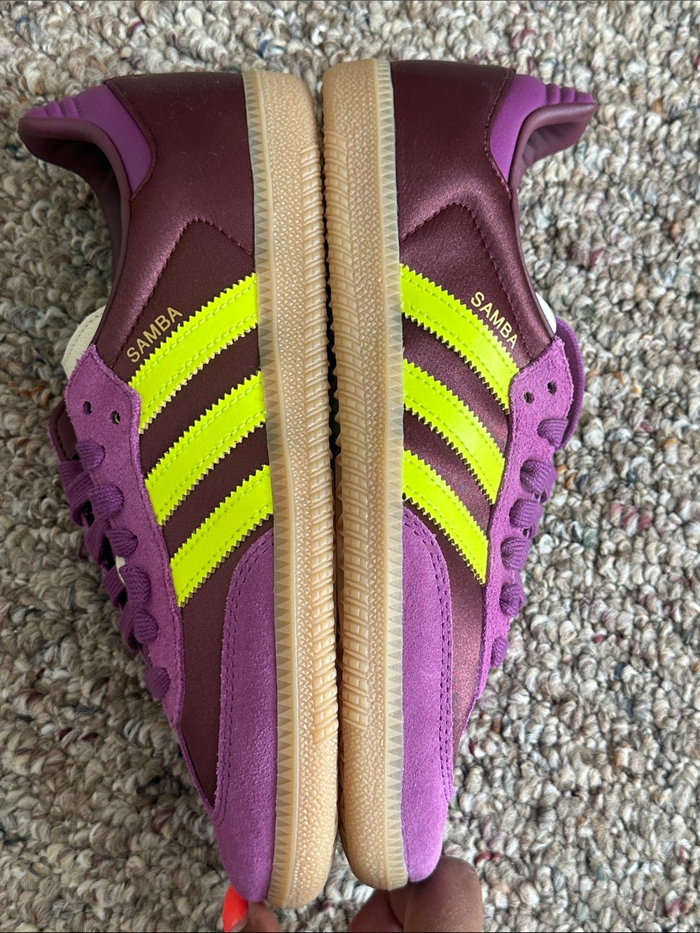 adidas samba Purple and Neon Yellow Suede Low-Top Sneakers - Picture 4 of 8